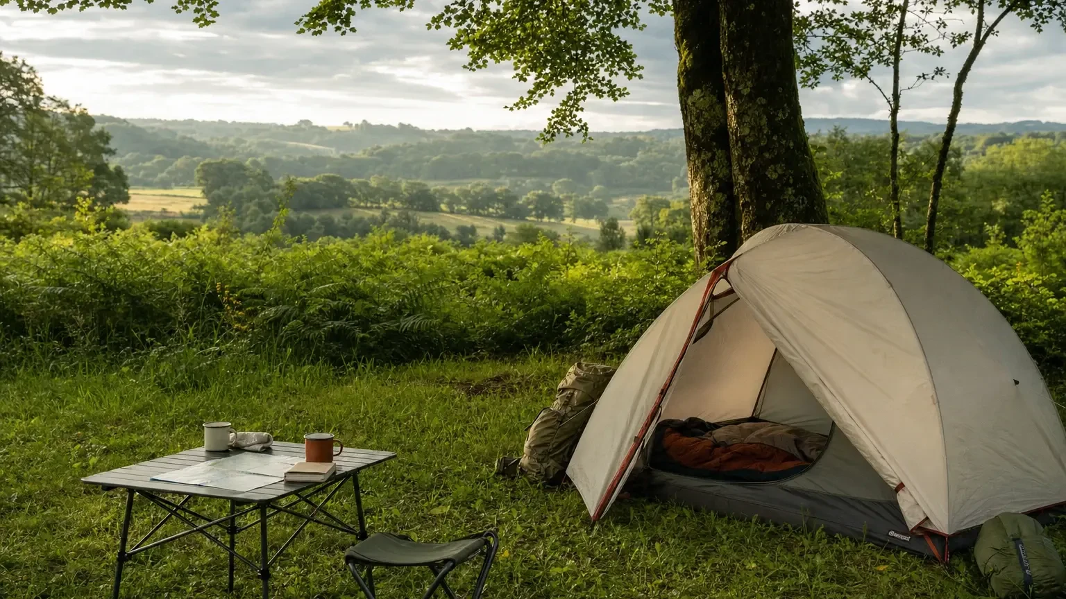 Première installation en camping près de Limoges dans un paysage verdoyant de Haute-Vienne